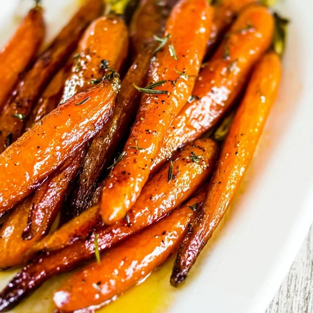 Brown sugar glazed carrots with a glossy caramelized glaze served on a white plate