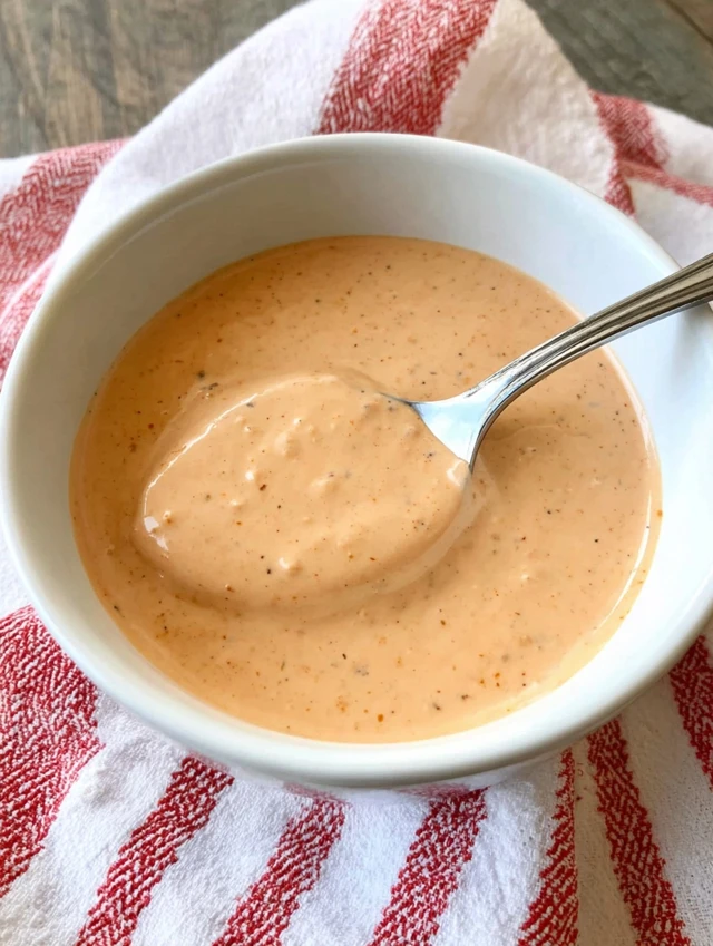 Creamy burger sauce inspired by Big Mac sauce in a white bowl